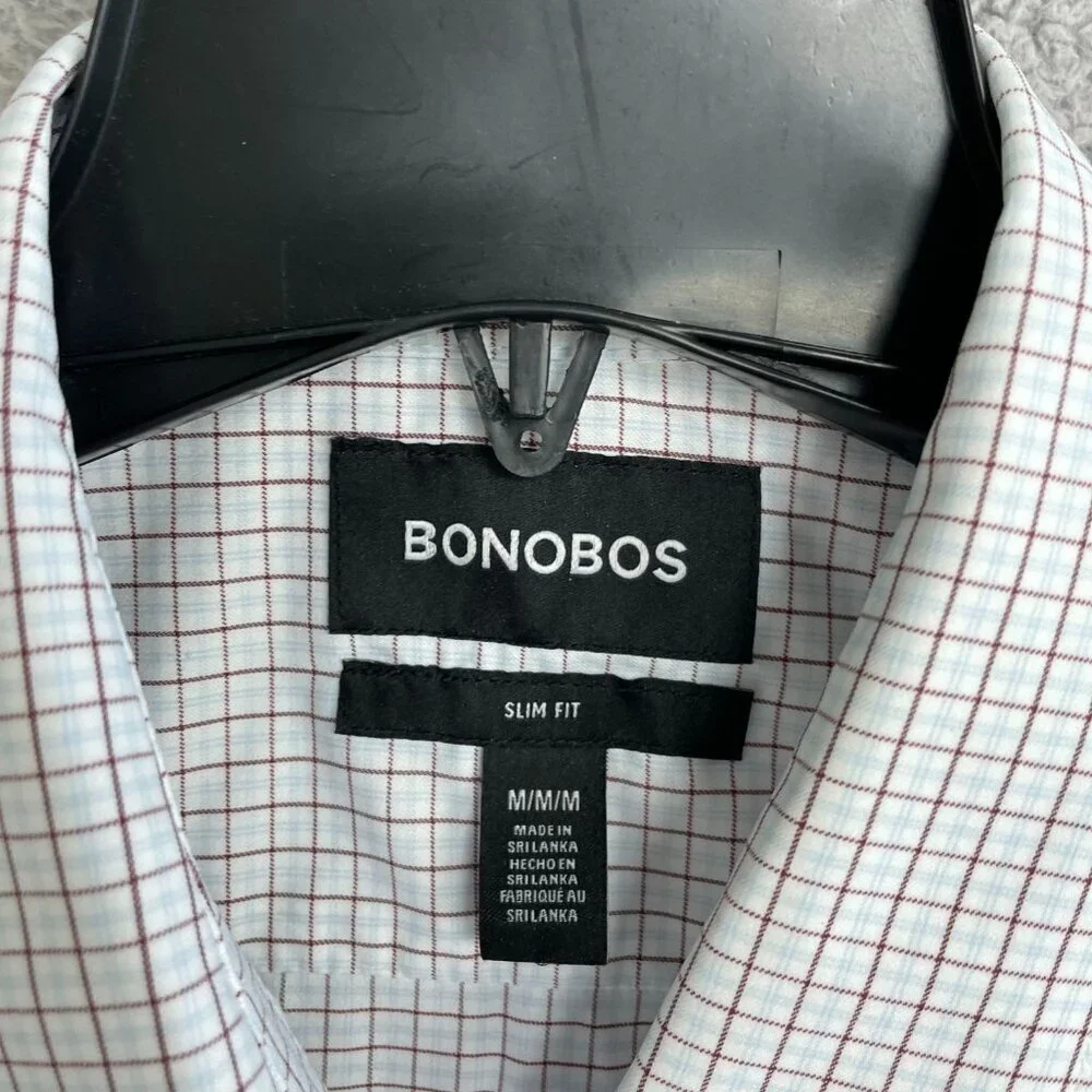Bonobos Men's M Slim Fit Checkered Long Sleeve Button-Down Tech Shirt G1897